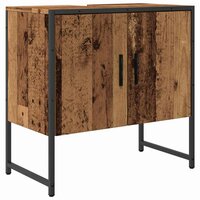 Wastafelkast 60x33x60 cm bewerkt hout oud houtkleurig 2