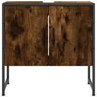 Badkamerkast 60x33x60 cm bewerkt hout gerookt eikenkleurig 4