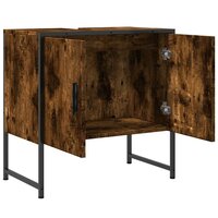 Badkamerkast 60x33x60 cm bewerkt hout gerookt eikenkleurig 5
