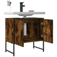 Badkamerkast 60x33x60 cm bewerkt hout gerookt eikenkleurig 9
