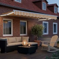 Elektrisch Uittrekbaar Zonnescherm Geel en Wit 3,5 x 2 m 3