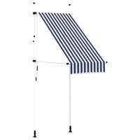 Luifel handmatig uittrekbaar 100 cm blauw en witte strepen 2