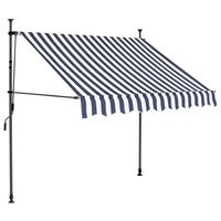Luifel handmatig uitschuifbaar met LED 150 cm blauw en wit 2