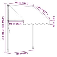 Luifel handmatig uitschuifbaar met LED 150 cm antracietkleurig 8