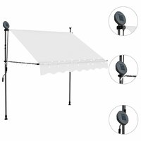 Luifel handmatig uitschuifbaar met LED 150 cm cr&egrave;mekleurig 3