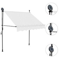 Luifel handmatig uitschuifbaar met LED 200 cm cr&egrave;mekleurig 3