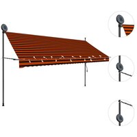 Luifel handmatig uitschuifbaar met LED 350 cm oranje en bruin 3