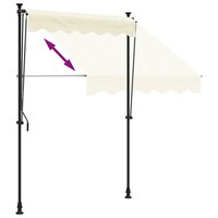 Luifel uittrekbaar 200x115 cm stof en staal cr&egrave;mekleurig 8