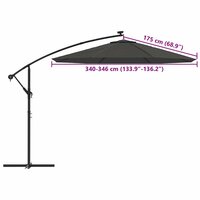 Vervangingsdoek voor zweefparasol 350 cm antracietkleurig 8