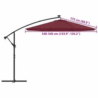 Vervangingsdoek voor zweefparasol 350 cm bordeauxrood 8