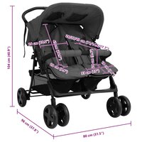 Tweeling kinderwagen staal donkergrijs 12