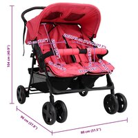 Tweeling kinderwagen staal rood 12