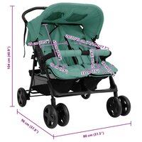 Tweeling kinderwagen staal groen 12