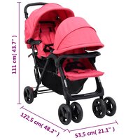Tweeling kinderwagen tandem staal rood 12