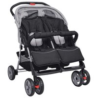 Tweelingwagen staal grijs en zwart 4