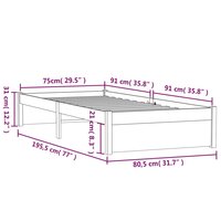 Bedframe massief hout 75x190 cm 10