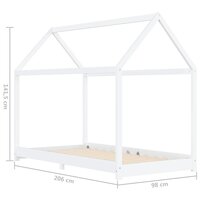 Kinderbedframe massief grenenhout wit 90x200 cm 7