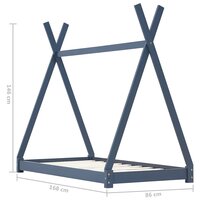 Kinderbedframe massief grenenhout grijs 80x160 cm 7