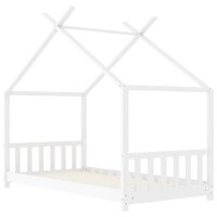 Kinderbedframe massief grenenhout wit 70x140 cm 3