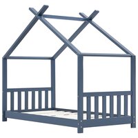 Kinderbedframe massief grenenhout grijs 70x140 cm 3