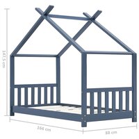 Kinderbedframe massief grenenhout grijs 80x160 cm 9