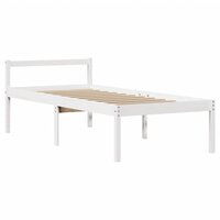 Seniorenbed met hoofdbord massief grenenhout wit 75x190 cm 5