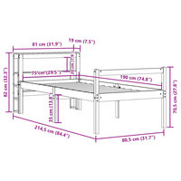 Seniorenbed met hoofdbord massief grenenhout wit 75x190 cm 12