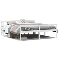 Seniorenbed met hoofdbord massief grenenhout wit 200x200 cm 2