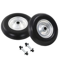 Kruiwagenwielen met assen 4,00-8 390 mm massief PU 2 st 2