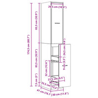Apothekerskast 30x41x174,5 cm bewerkt hout sonoma eikenkleurig 10