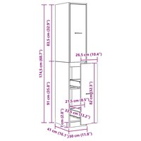 Apothekerskast 30x41x174,5 cm bewerkt hout artisanaal eiken 12