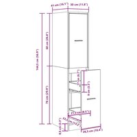 Apothekerskast Zwart Eiken 30x41x144,5 cm Bewerkt Hout 11