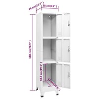 Lockerkast met 3 vakken 38x45x180 cm   8