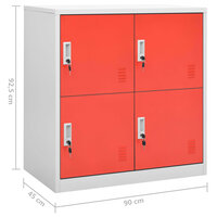 Lockerkasten 2 st 90x45x92,5 cm staal lichtgrijs en rood 8