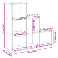 Kamerscherm / boekenkast 3-laags 99x29x99 cm hout sonoma eiken 11