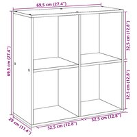 Kamerscherm / boekenkast 69,5x29x69,5 cm hout artisanaal eiken 12