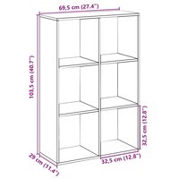 Kamerscherm / boekenkast 69,5x29x103,5 cm hout sonoma eiken 11