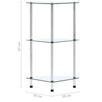 Kastje 3-laags 30x30x67 cm gehard glas transparant 6