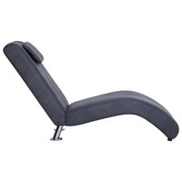 Chaise longue met kussen kunstsu&egrave;de grijs 4