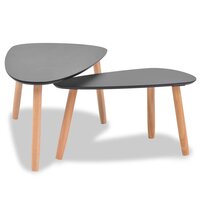 2-delige Salontafelset massief grenenhout zwart 4
