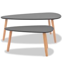 2-delige Salontafelset massief grenenhout zwart 8
