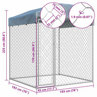 Hondenkennel voor buiten met dak 193x193x225 cm 5