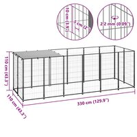 Hondenkennel 330x110x110 cm staal zwart 8