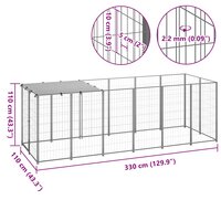 Hondenkennel 330x110x110 cm staal zilverkleurig 8