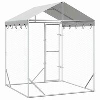 Hondenkennel met dak 2x2x2,5 m gegalvaniseerd staal zilver 6