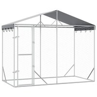 Hondenkennel met dak 3x1,5x2,5 m gegalvaniseerd staal zilver 2