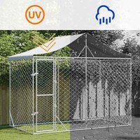 Hondenkennel met dak 3x1,5x2,5 m gegalvaniseerd staal zilver 7