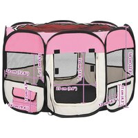 Hondenren inklapbaar met draagtas 90x90x58 cm roze 9