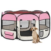 Hondenren inklapbaar met draagtas 125x125x61 cm roze 2