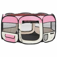 Hondenren inklapbaar met draagtas 145x145x61 cm roze 3